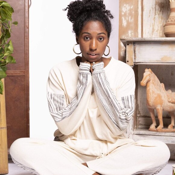 Eva Franco Chia Zen Stripe Sweatshirt Stripe 100% Cotton - Picture 3 of 9